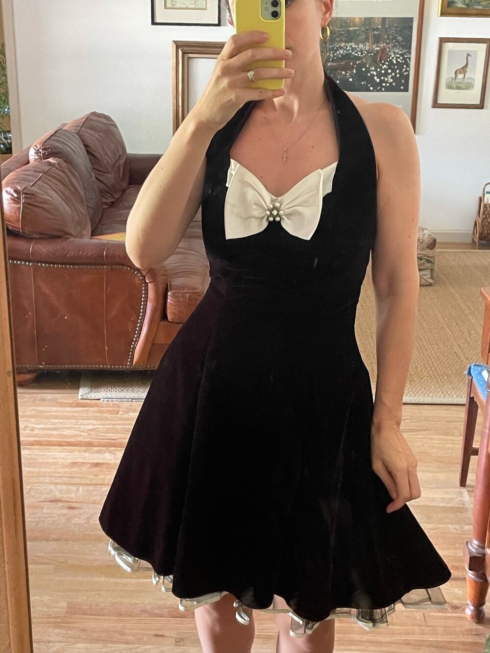 Black Velvet Halter Pinup Cocktail Dress
